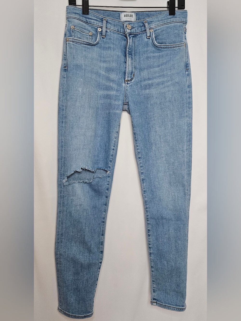 AGOLDE Sophie Mid Rise Ankle Skinny Jeans Size 30 Distressed Tame Wash